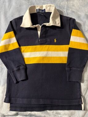 Polo by Ralph Lauren Navy, Yellow & White Striped Rugby Shirt - Kids